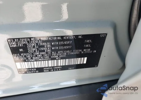 2021 Toyota Rav4 Xle from USA, damaged, VIN 4T3RWRFV2MU046654